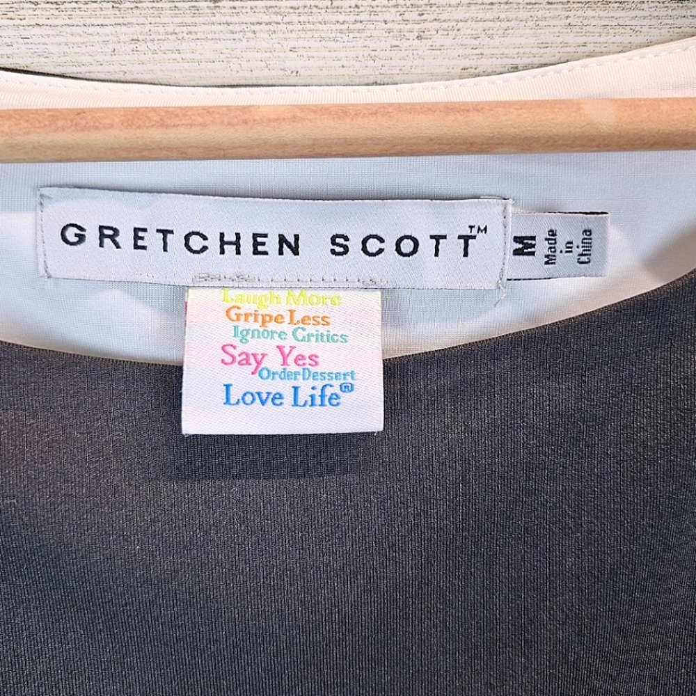 Gretchen Scott Jersey Tee Topper Medium Black 3/4 Sleeves Sporty Athleisure Golf - Picture 15 of 16